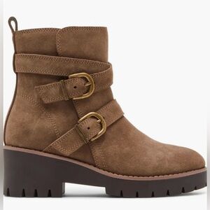 NWT - Women’s Blondo Genuine Suede Leather Boots with Strap details -Tan - Sz 9